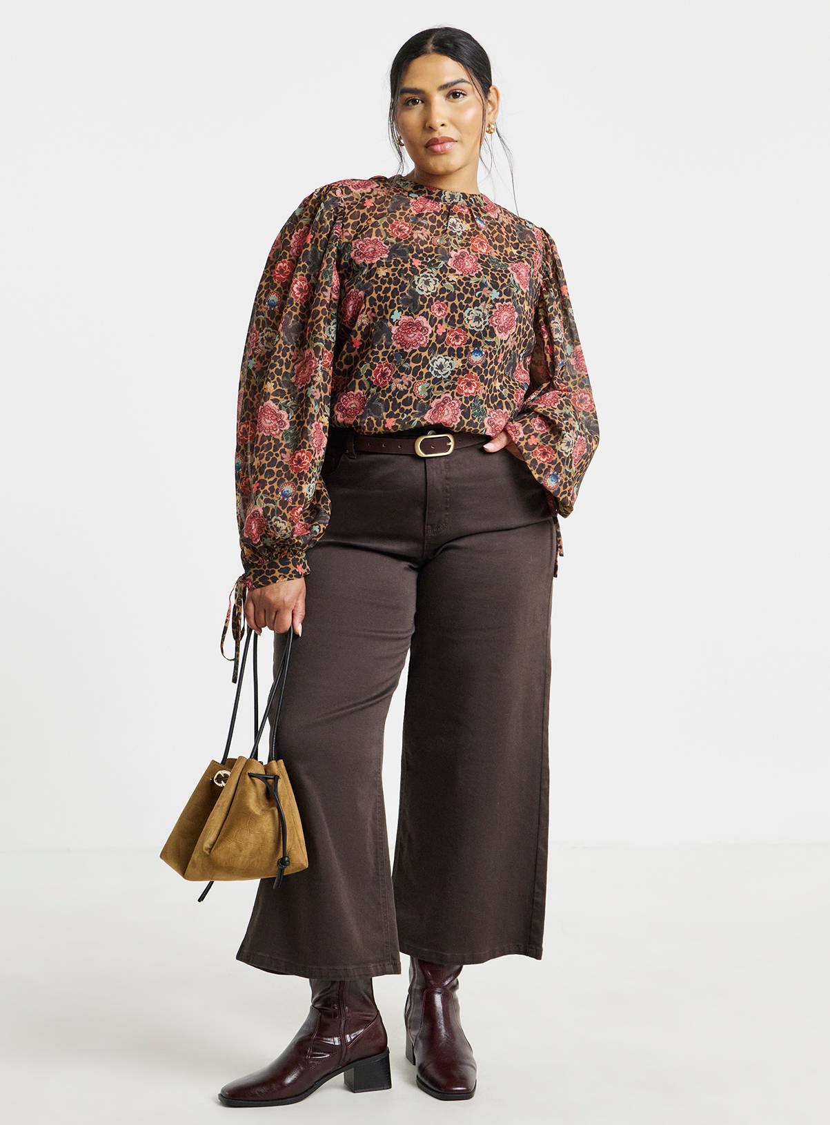 SIMPLY BE Leopard High Neck Blouse 10 - Image 3